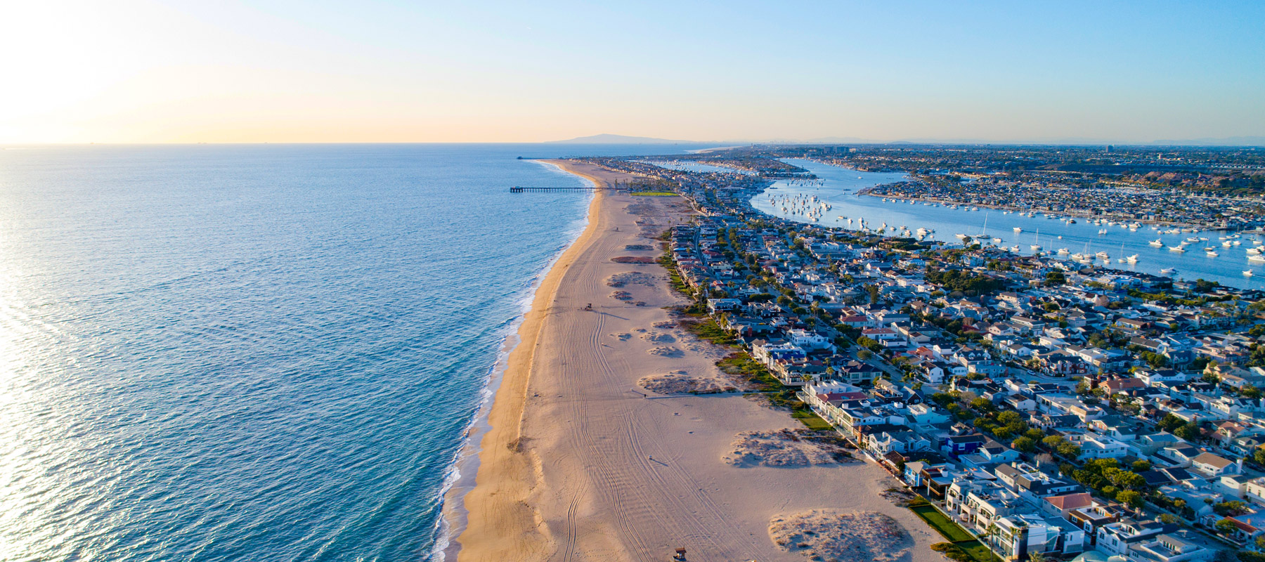 Newport Beach and harbor along the Southern California coastline