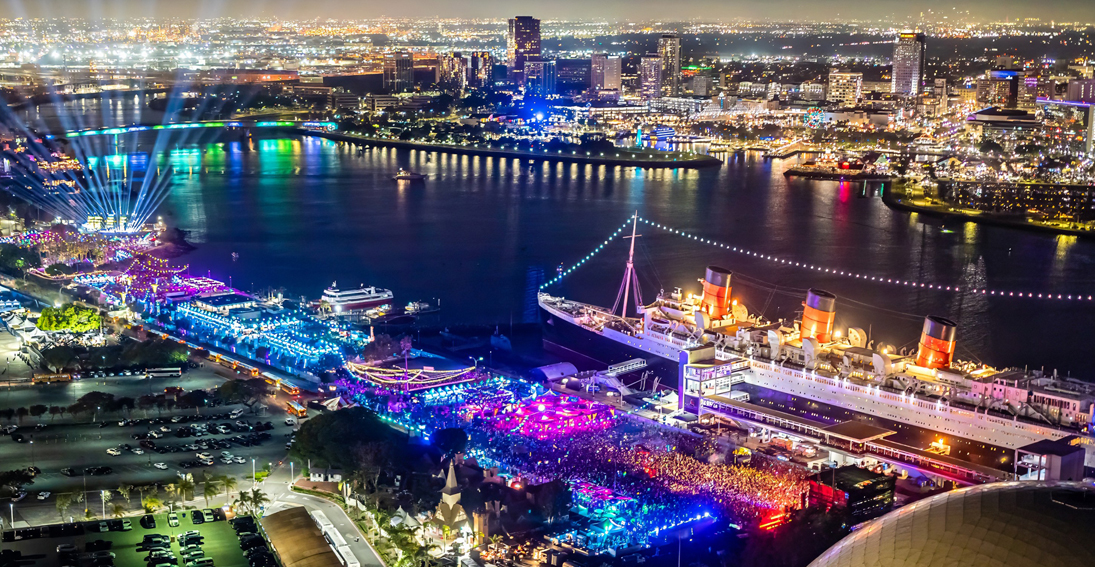 Historic Queen Mary hosting a vibrant festival event, Day Trip