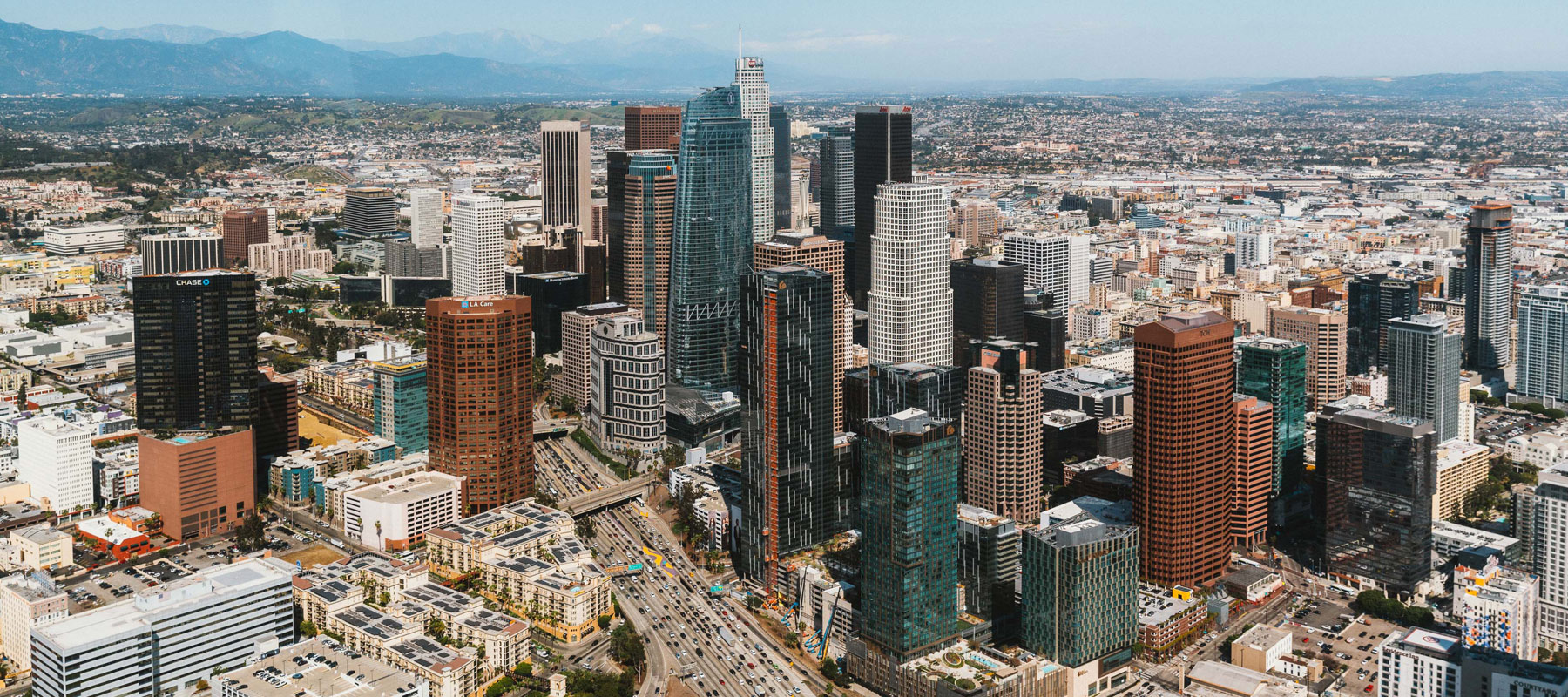 Aerial view of Los Angeles, California during the Hollywood & Beyond helicopter tour