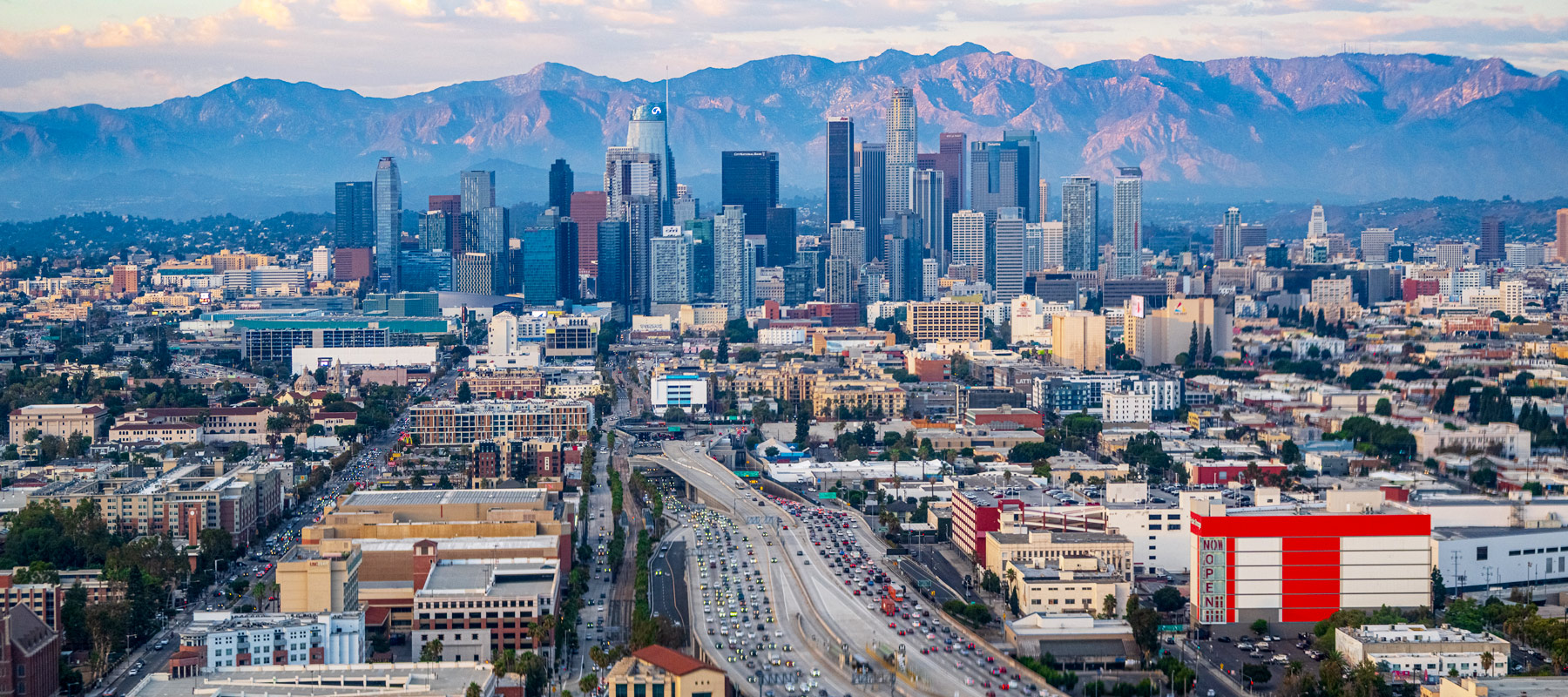 Aerial view of Beverly Hills and surrounding Los Angeles neighborhoods