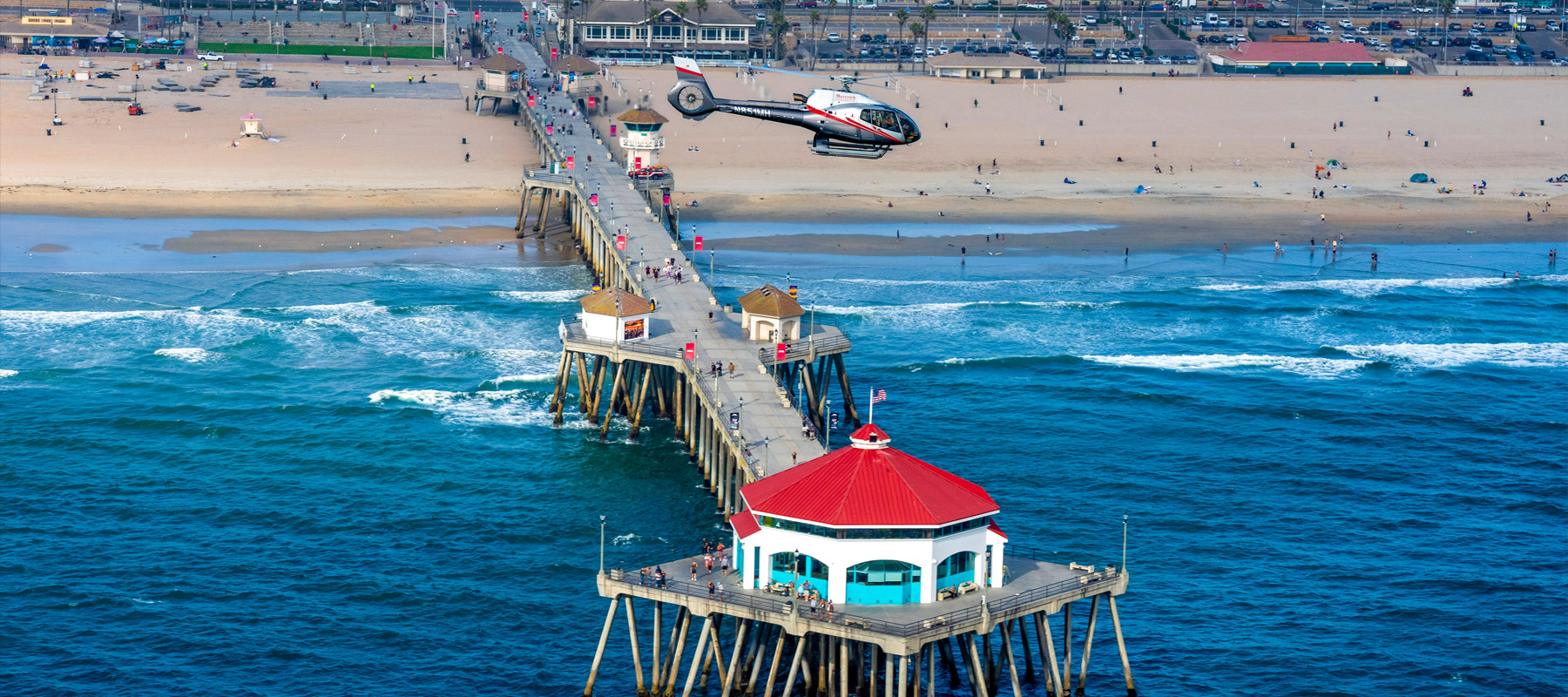 View of Santa Monica Pier extending into the Pacific Ocean