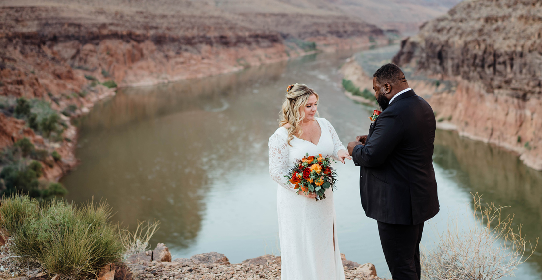 A couple's love story captured at their Desert Dreams Grand Canyon wedding ceremony